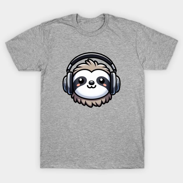 Sloth With Headphones T-Shirt by DetourShirts